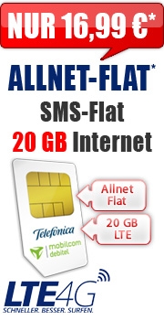 Allnet-Flat + 20 GB 16,99 Aktion